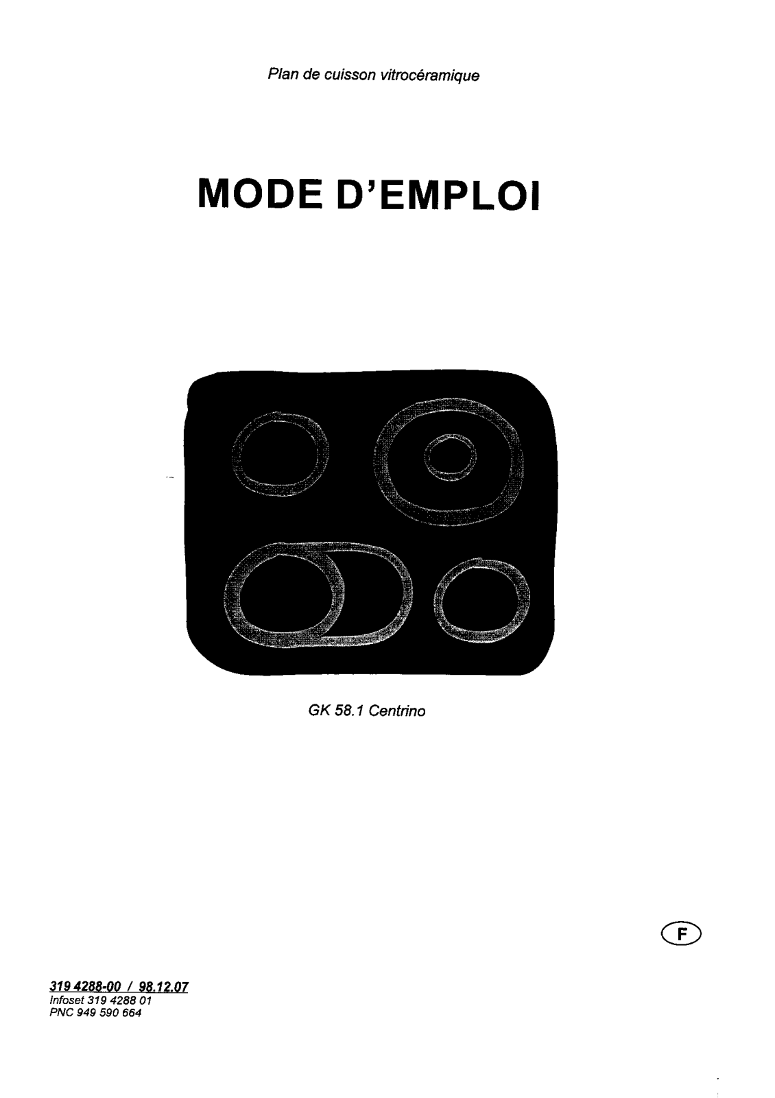 electrolux GK58.1CENTRINO User Manual