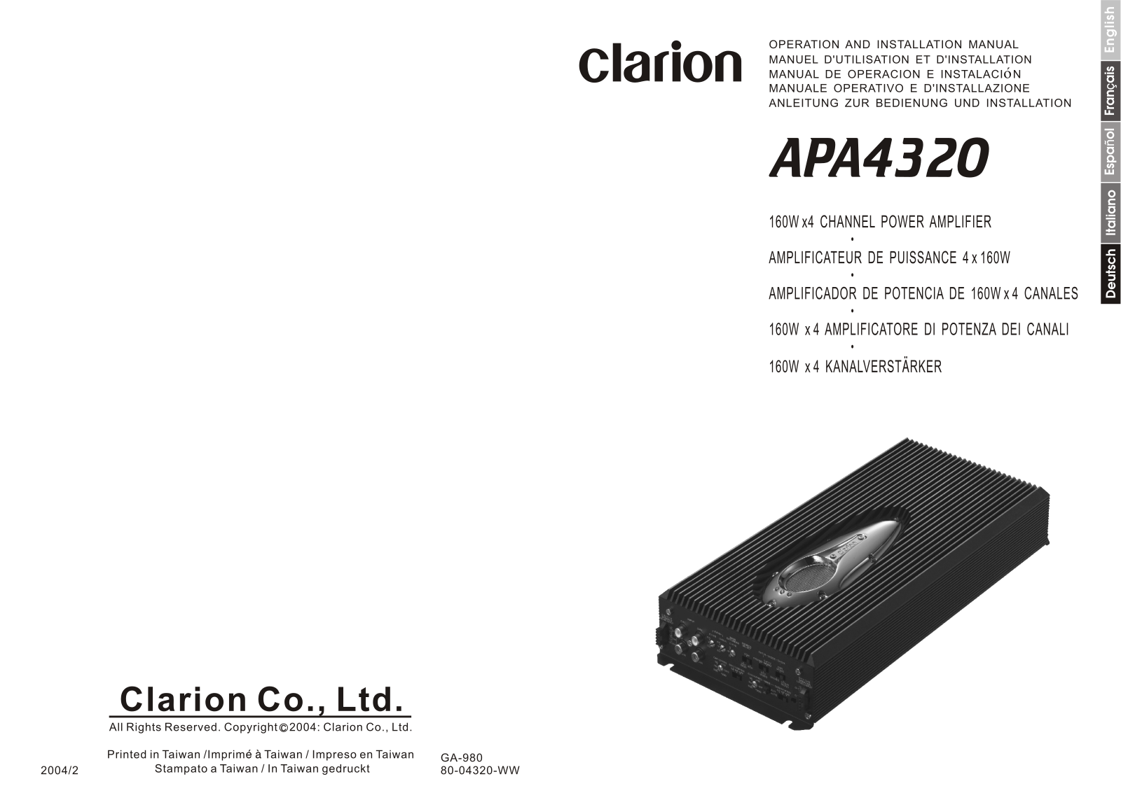 Clarion APA4320 User Manual