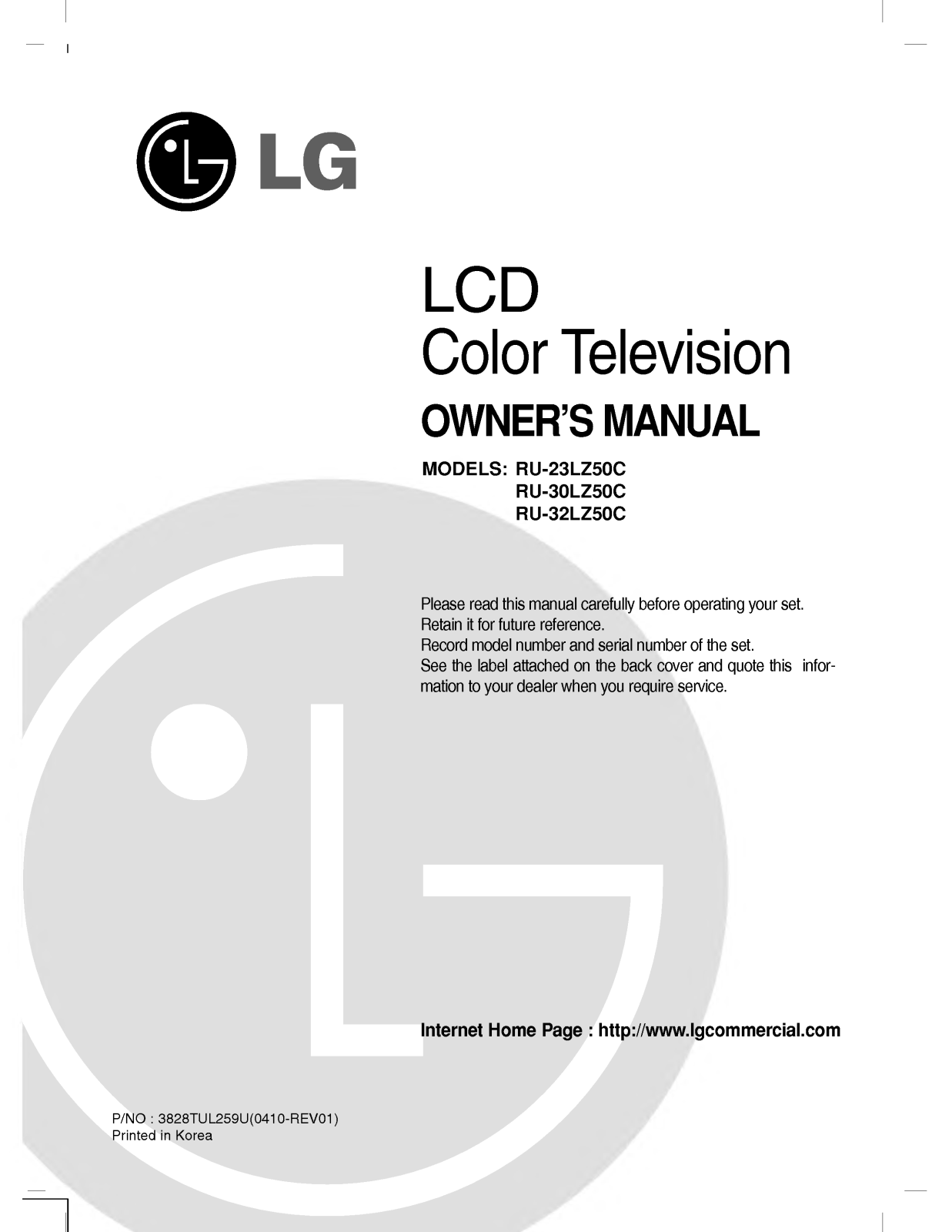 LG RM-23LZ50C User Manual