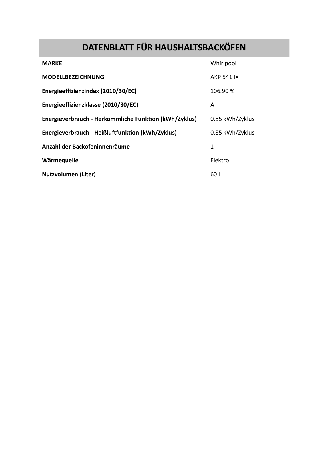 Whirlpool AKP 541 IX User Manual