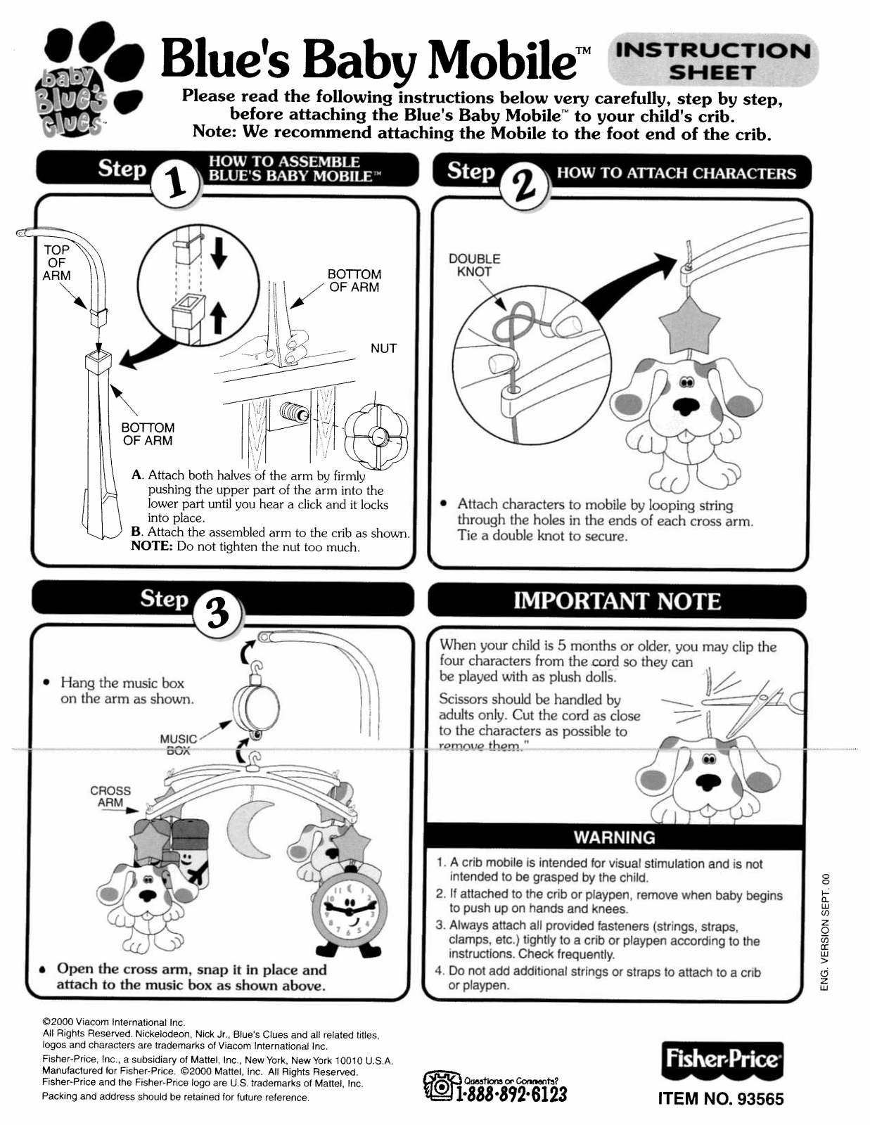 Fisher-Price 93565 Instruction Sheet