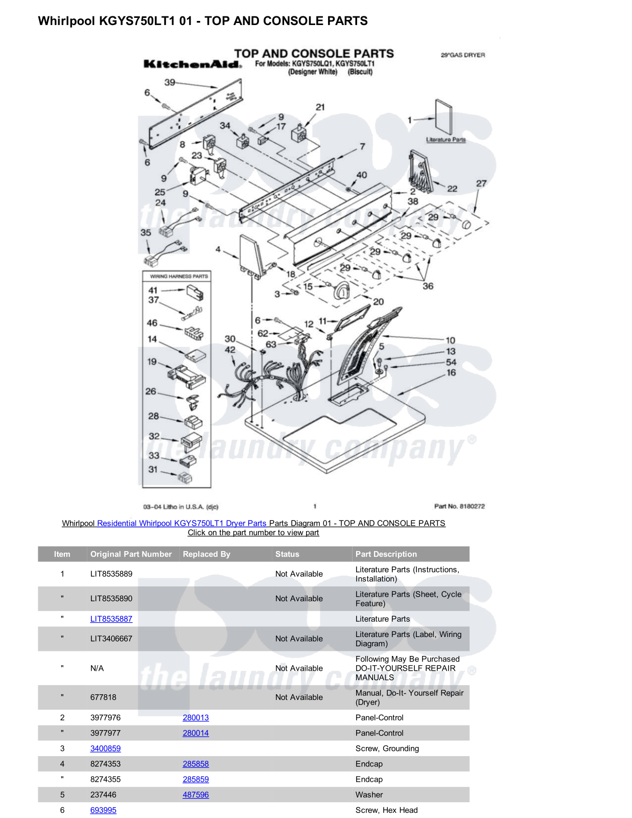 Whirlpool KGYS750LT1 Parts Diagram