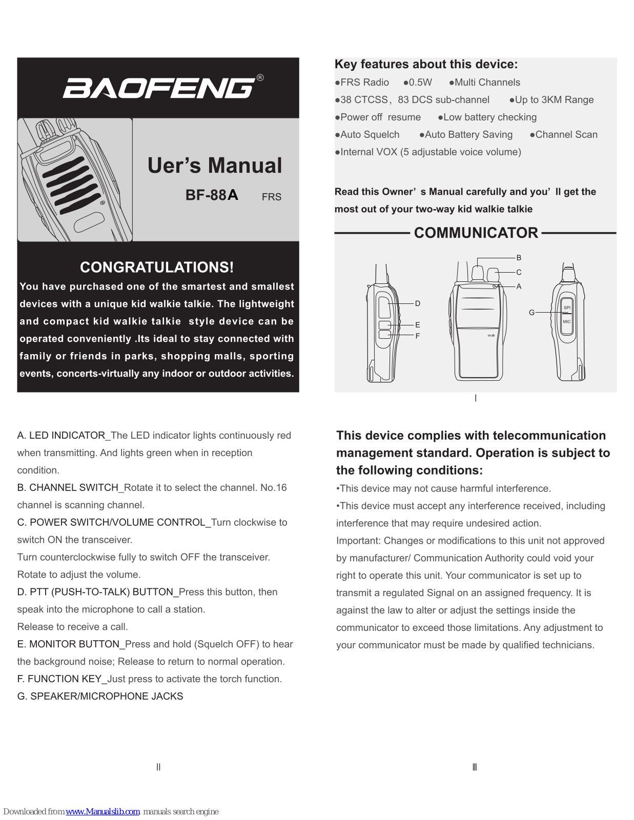 Baofeng BF-88A User Manual - ManualMachine.com