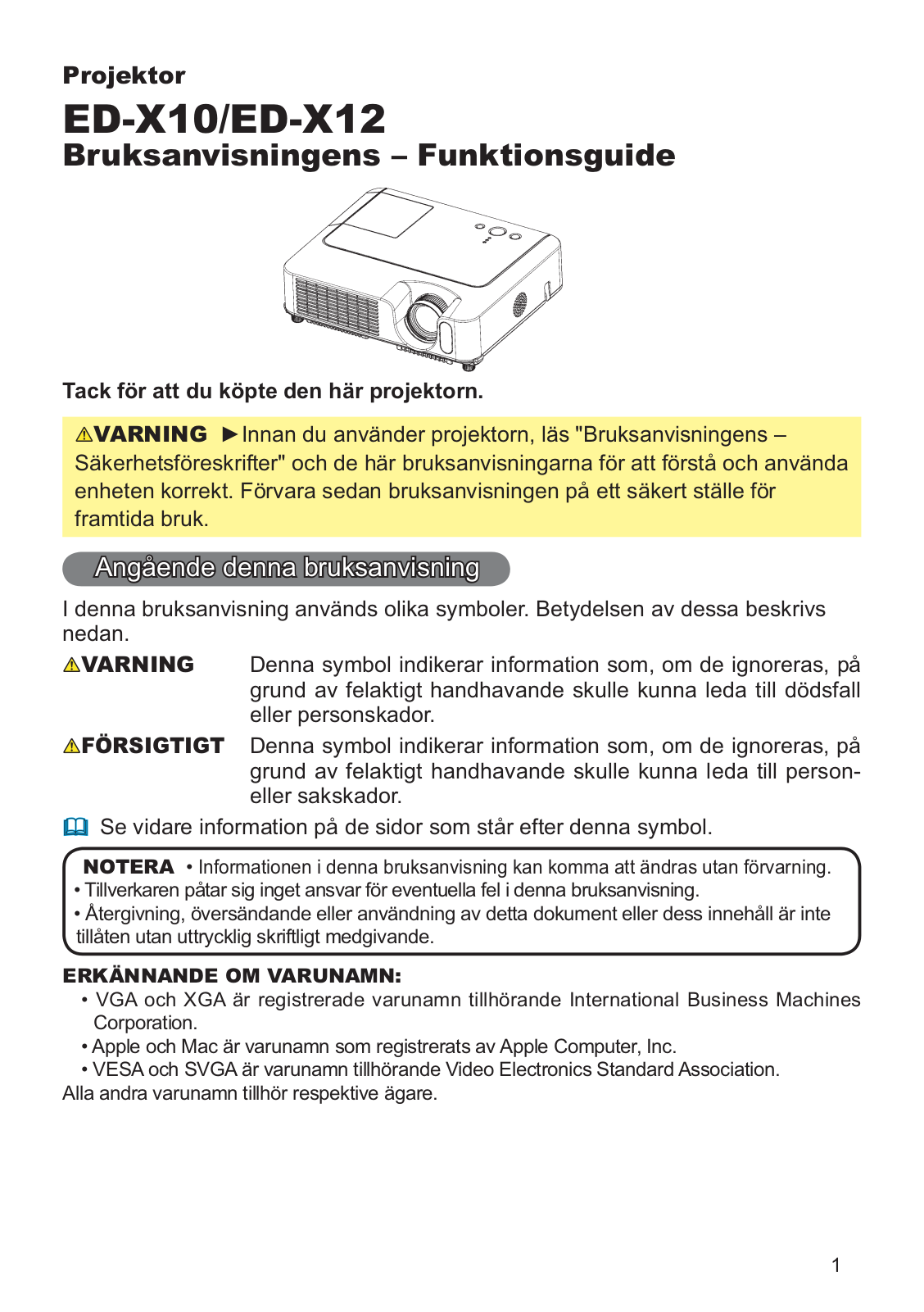 Hitachi ED-X12F, ED-X10F User Manual