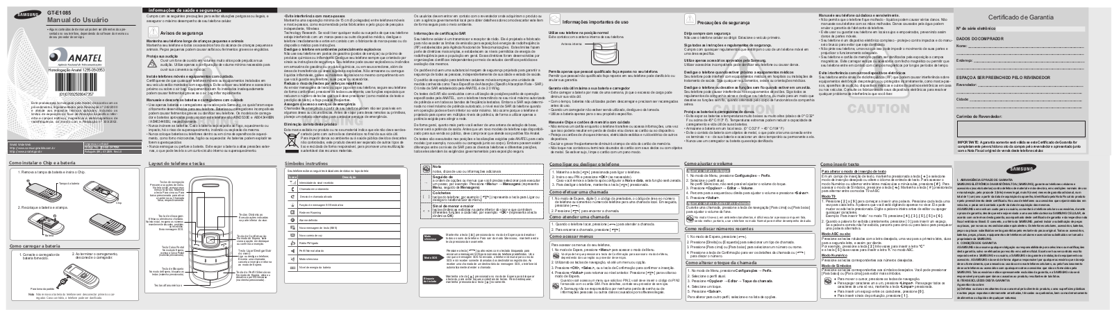 Samsung GT-E1085, GT-E1085L User Manual