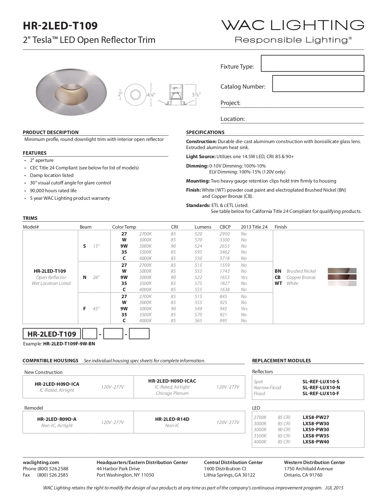 WAC Lighting WAC5741, WAC5720 Specifications - ManualMachine.com