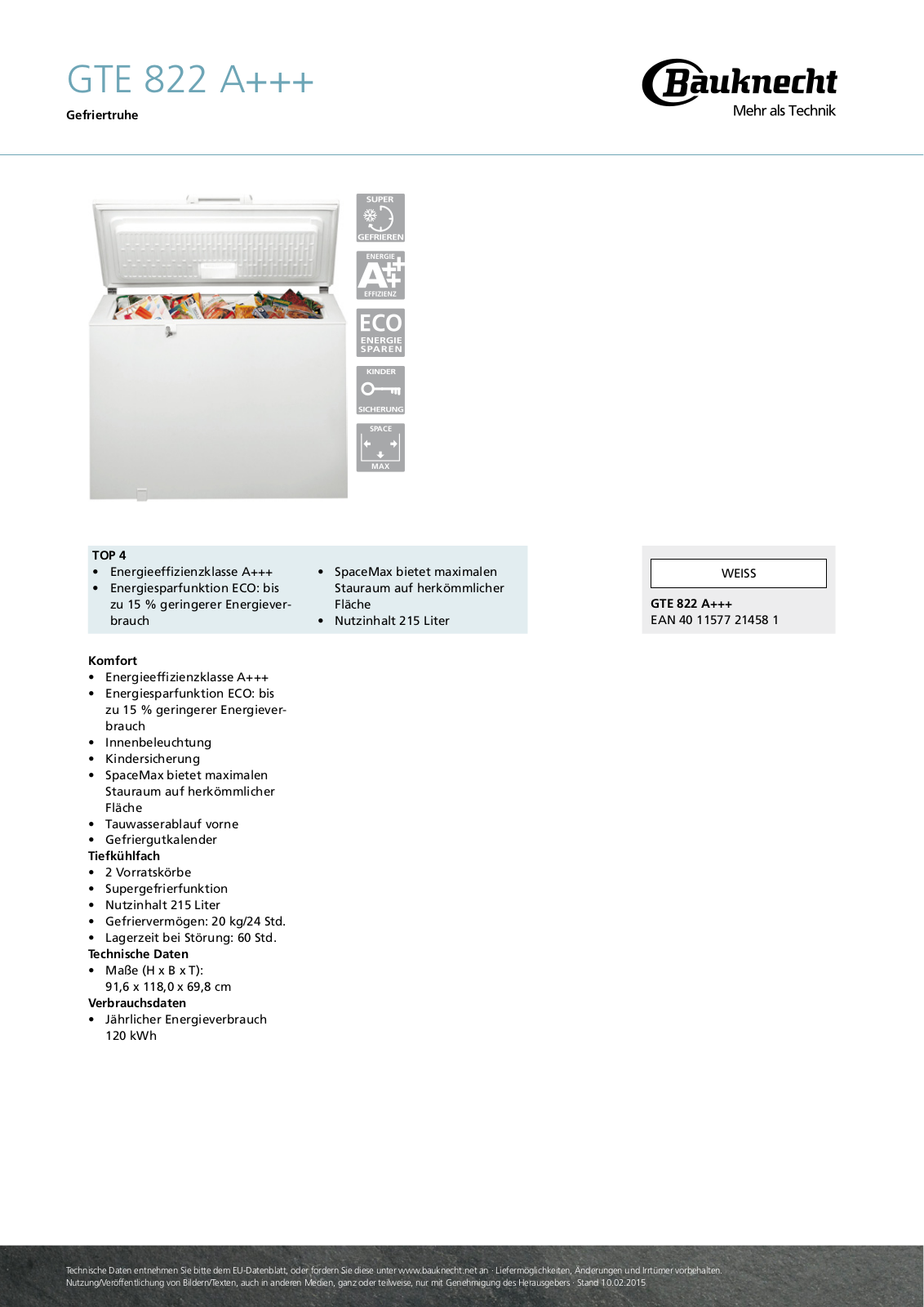 BAUKNECHT GTE 822 operation manual