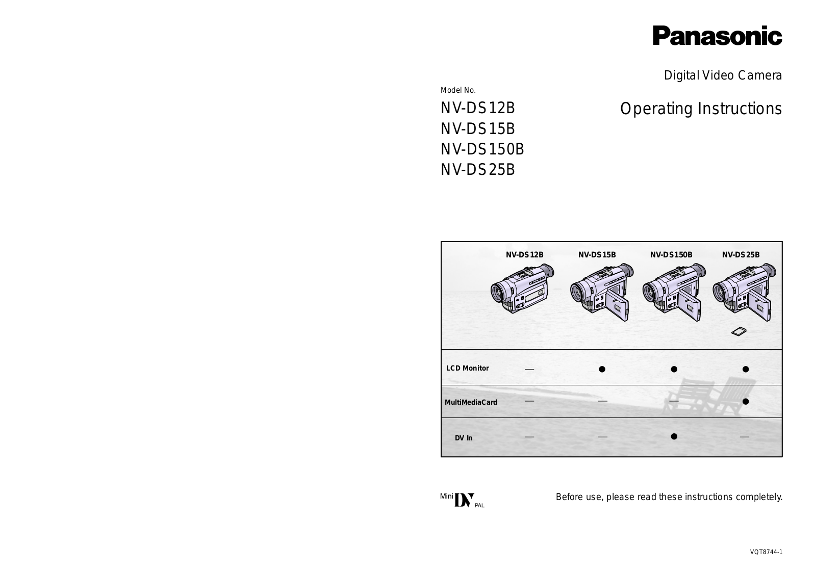 PANASONIC NV-DS15EN, NV-DS25EG, NV-DS25A, NV-DS150B, NV-DS12EG User Manual