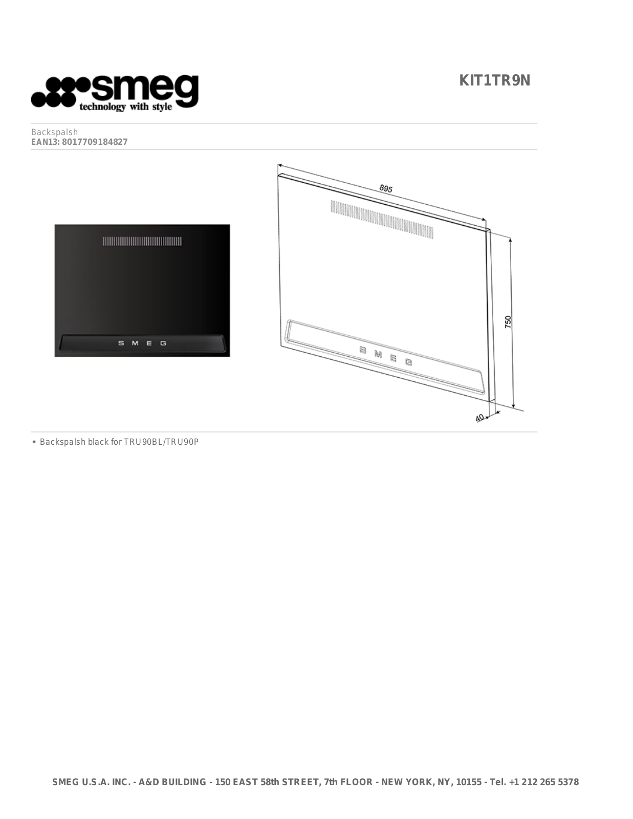 Smeg KIT1TR9N User Manual