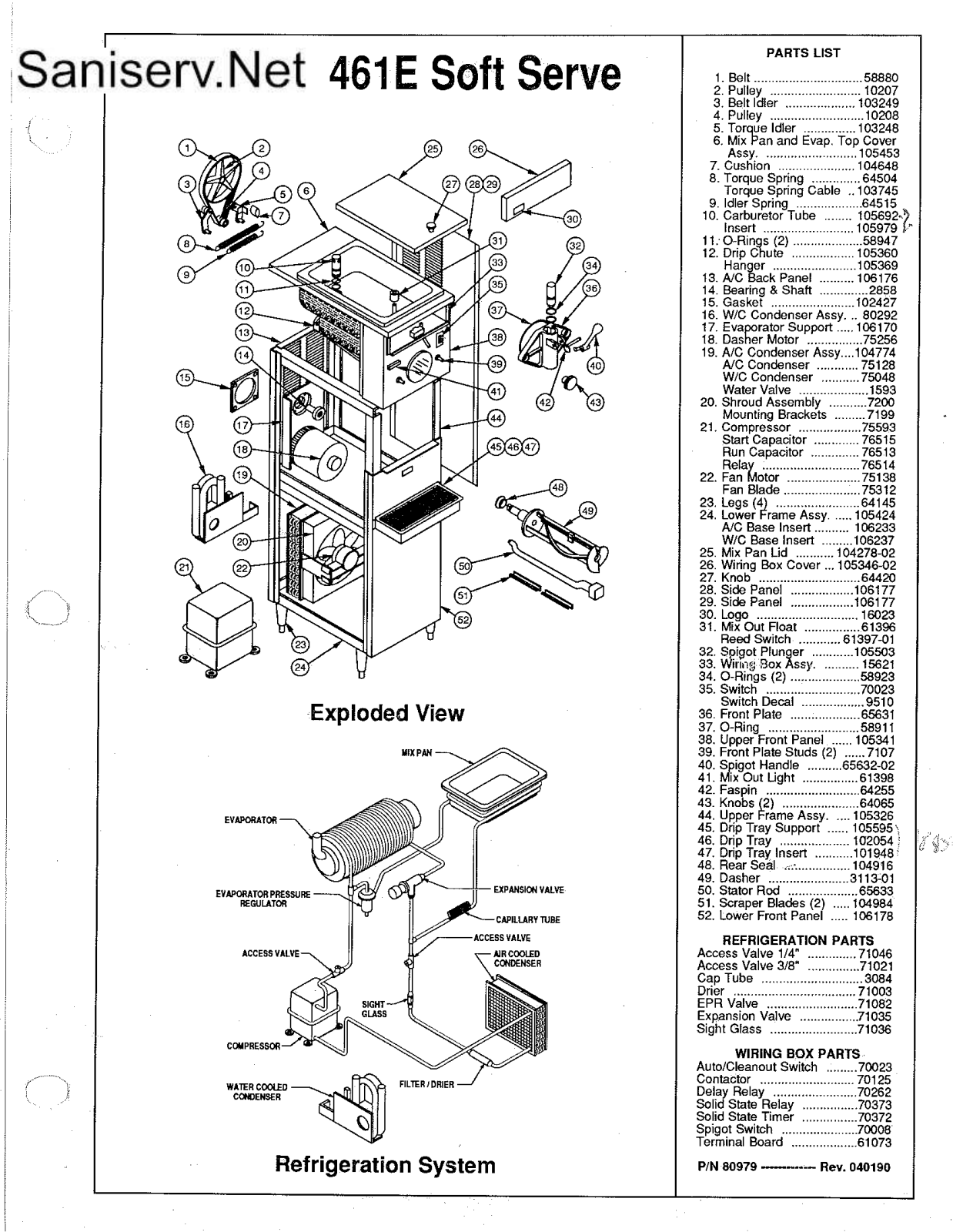 SaniServ 461E Parts Diagram