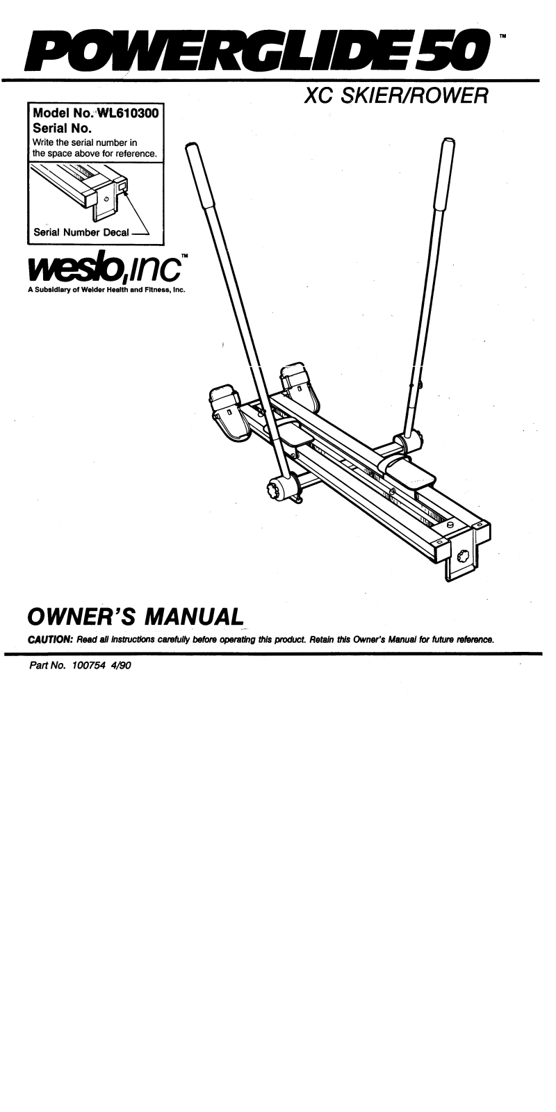 Weslo WL610300 Owner's Manual