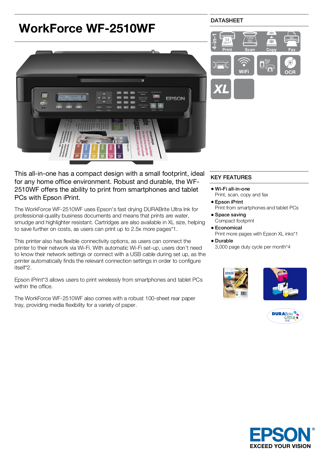 Epson C11CC58301 Product Data Sheet