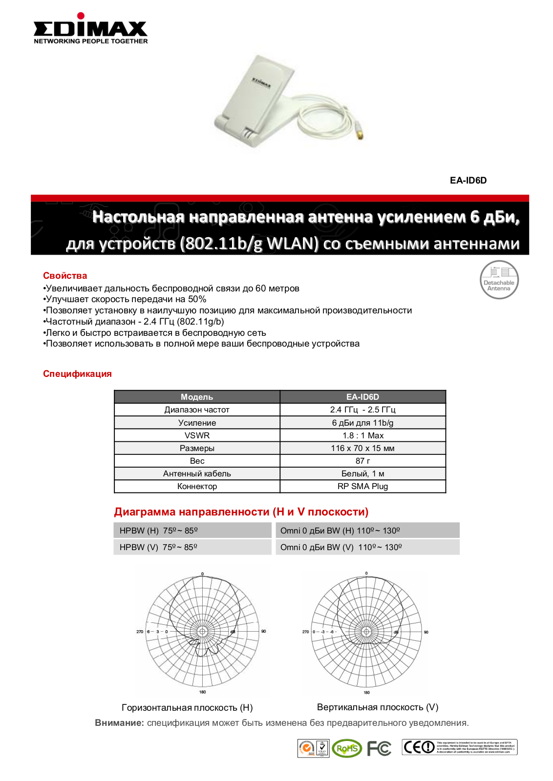 EDIMAX TECHNOLOGY EA-ID6D User Manual