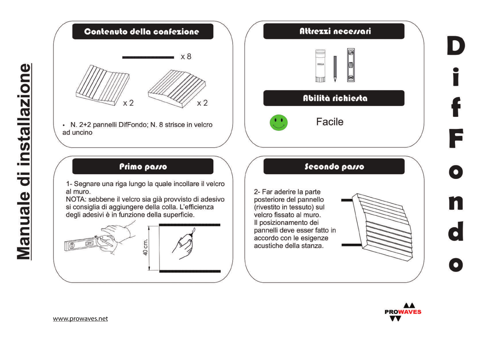 ProWaves Diffondo Curved (4 pannelli) User manual