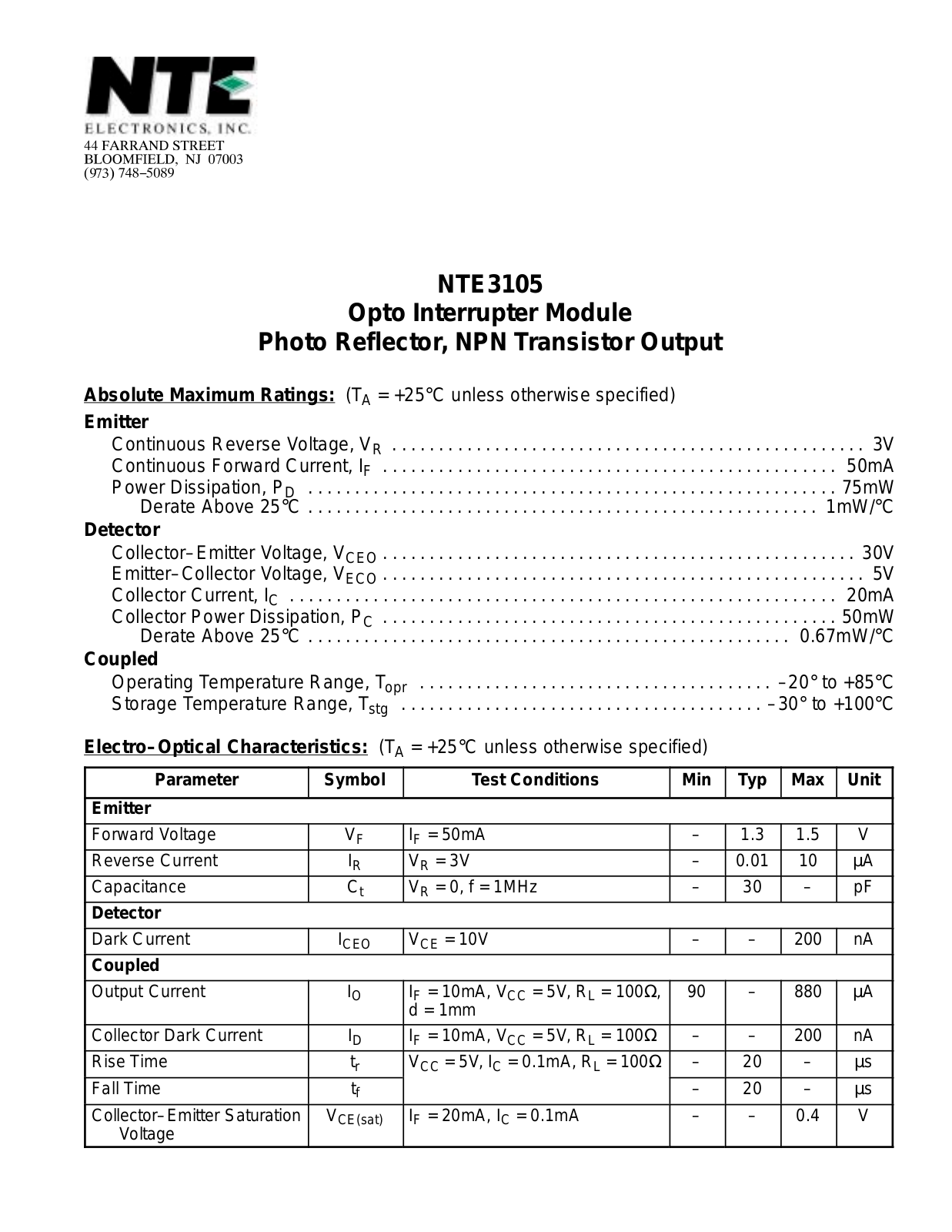 Datasheet NTE3105 Datasheet (NTE) - ManualMachine.com