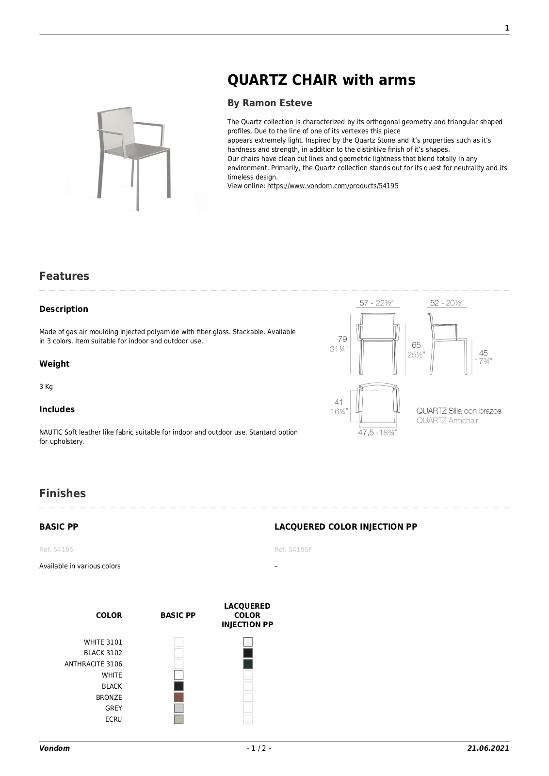 Vondom UCZW1148 Specifications - ManualMachine.com