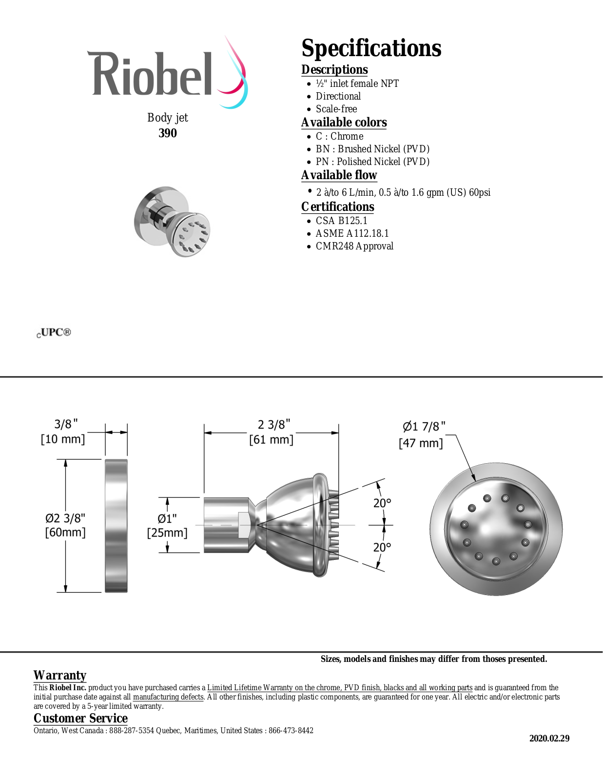 Riobel 390PN Specifications - ManualMachine.com