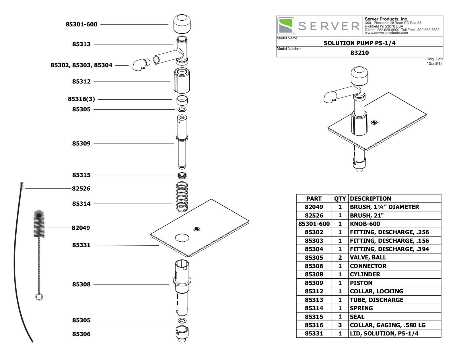 Server 83210 PARTS LIST