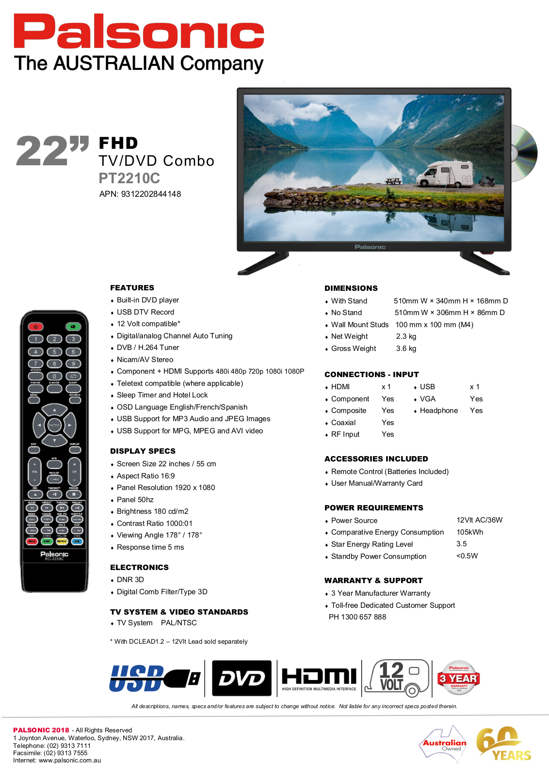 Palsonic PT2210C User Manual