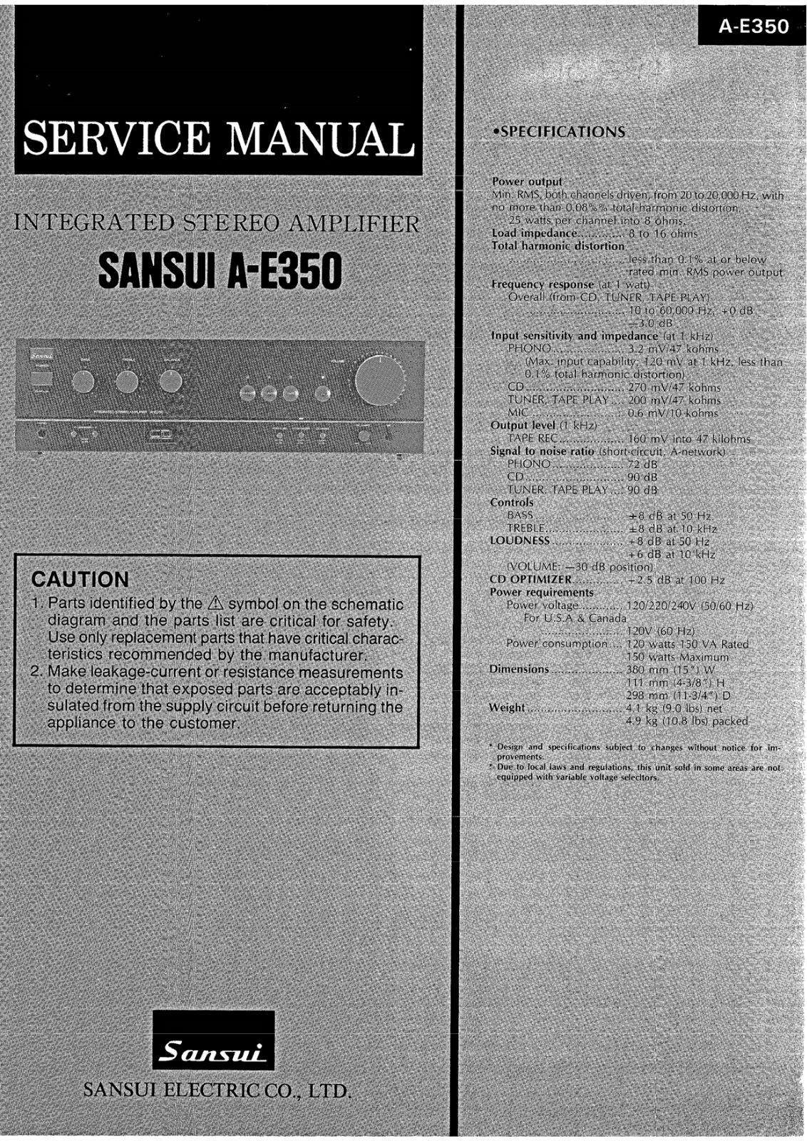 Sansui AE-350 Service Manual