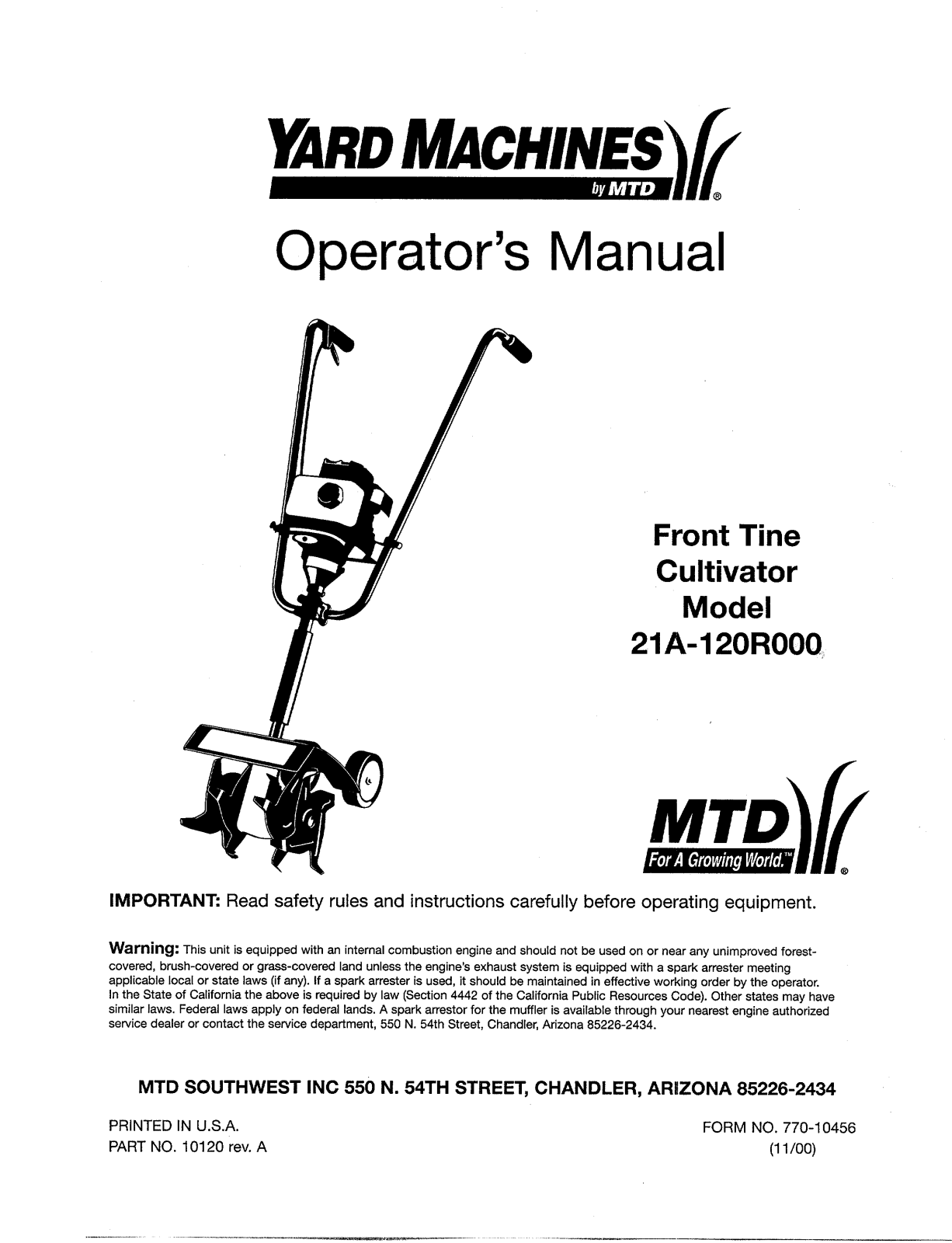 Yard Machines 120R000, 21A User Manual