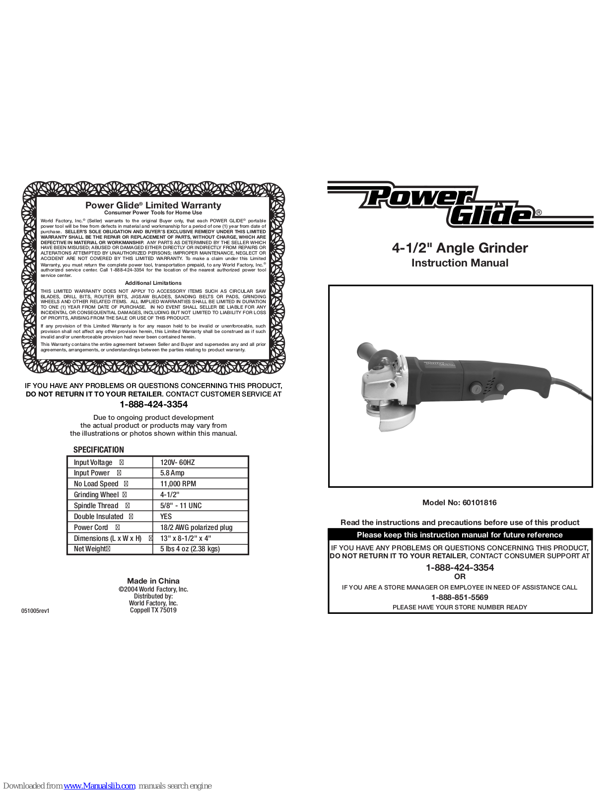 Power Glide 60101816 Instruction Manual