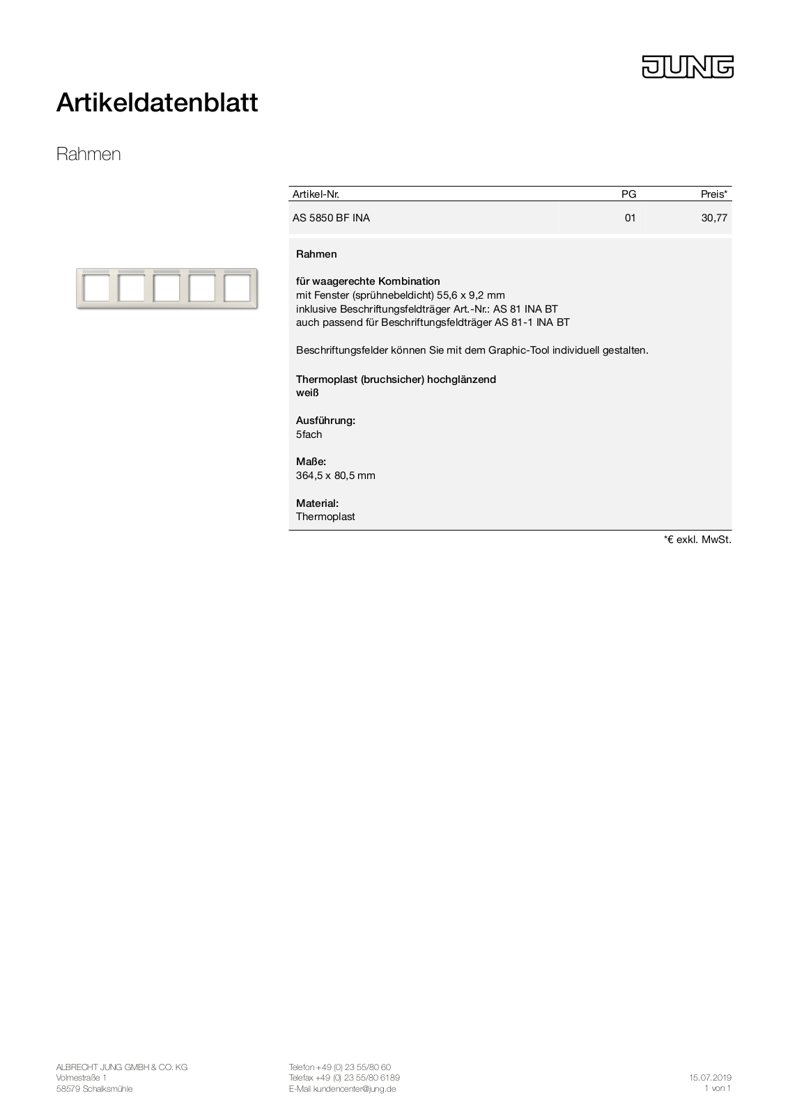 Jung AS 5850 BF INA User Manual