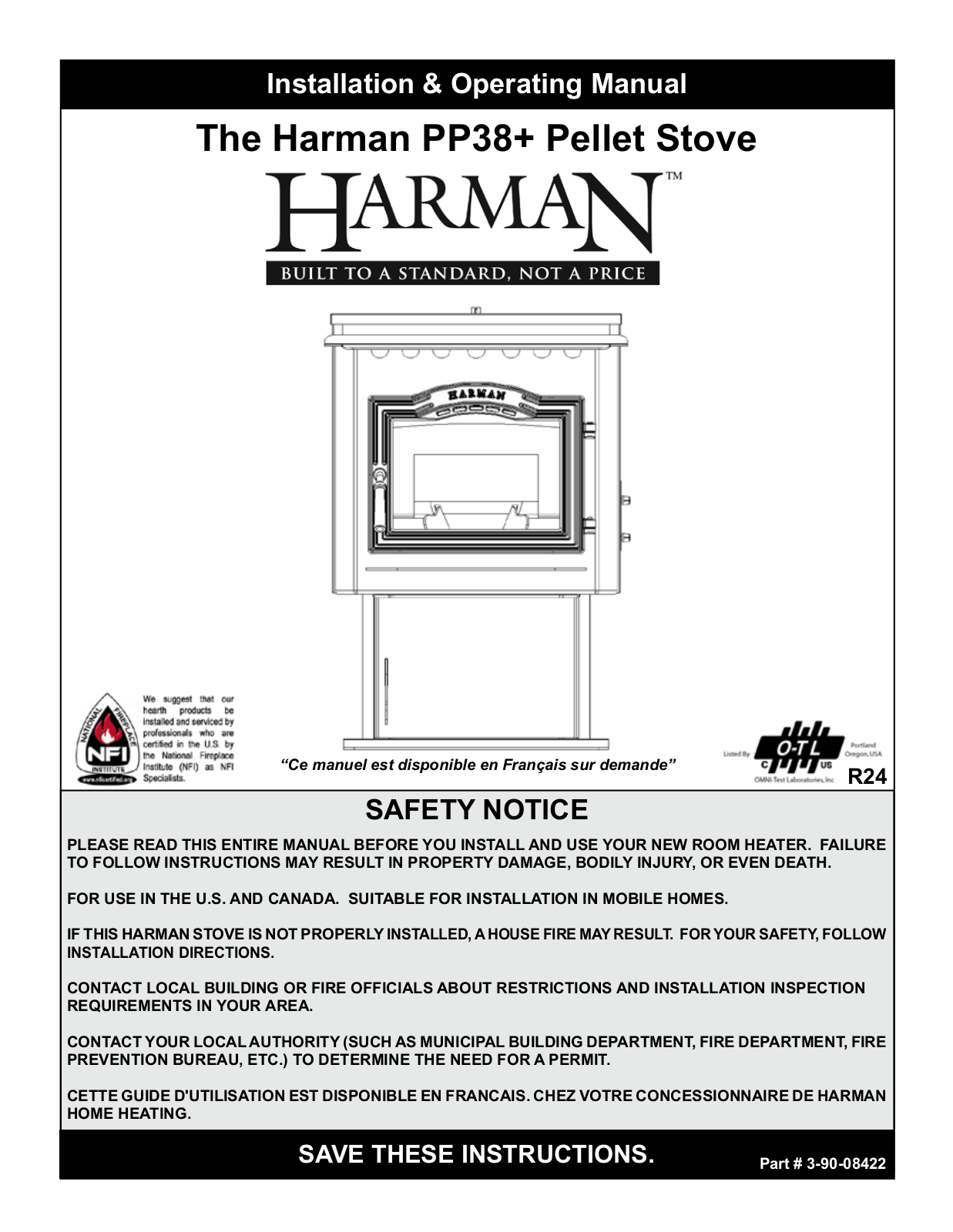 Harman Stoves PP38+ Installation & Operating Manual