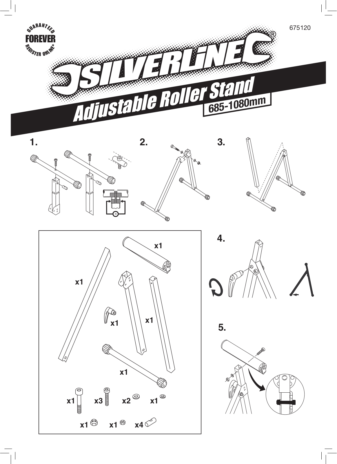 Silverline Roller Stand Adjustable User Manual