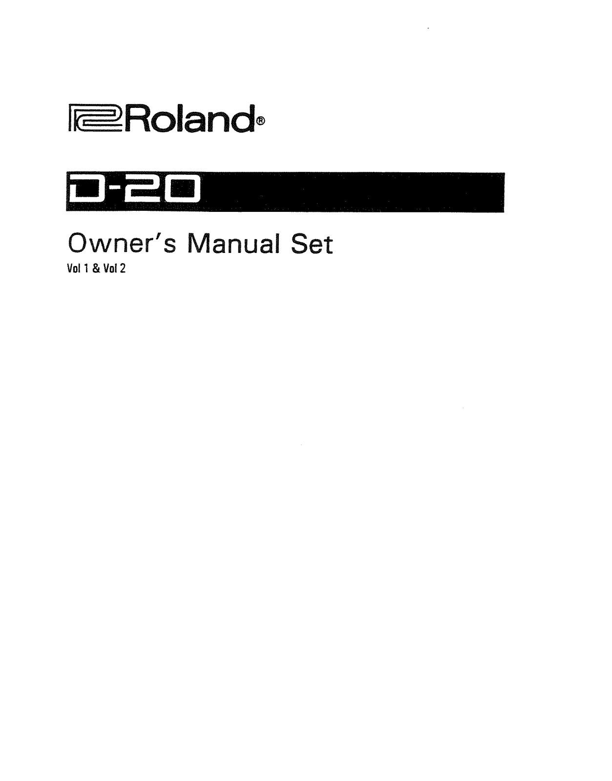 Roland Corporation D-20 Owner's Manual