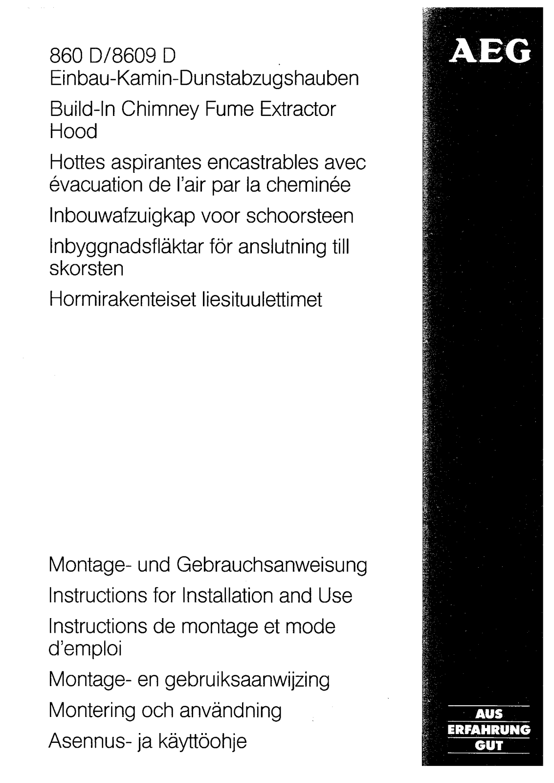 Aeg 860d, 8609d, 8609d Instructions Manual