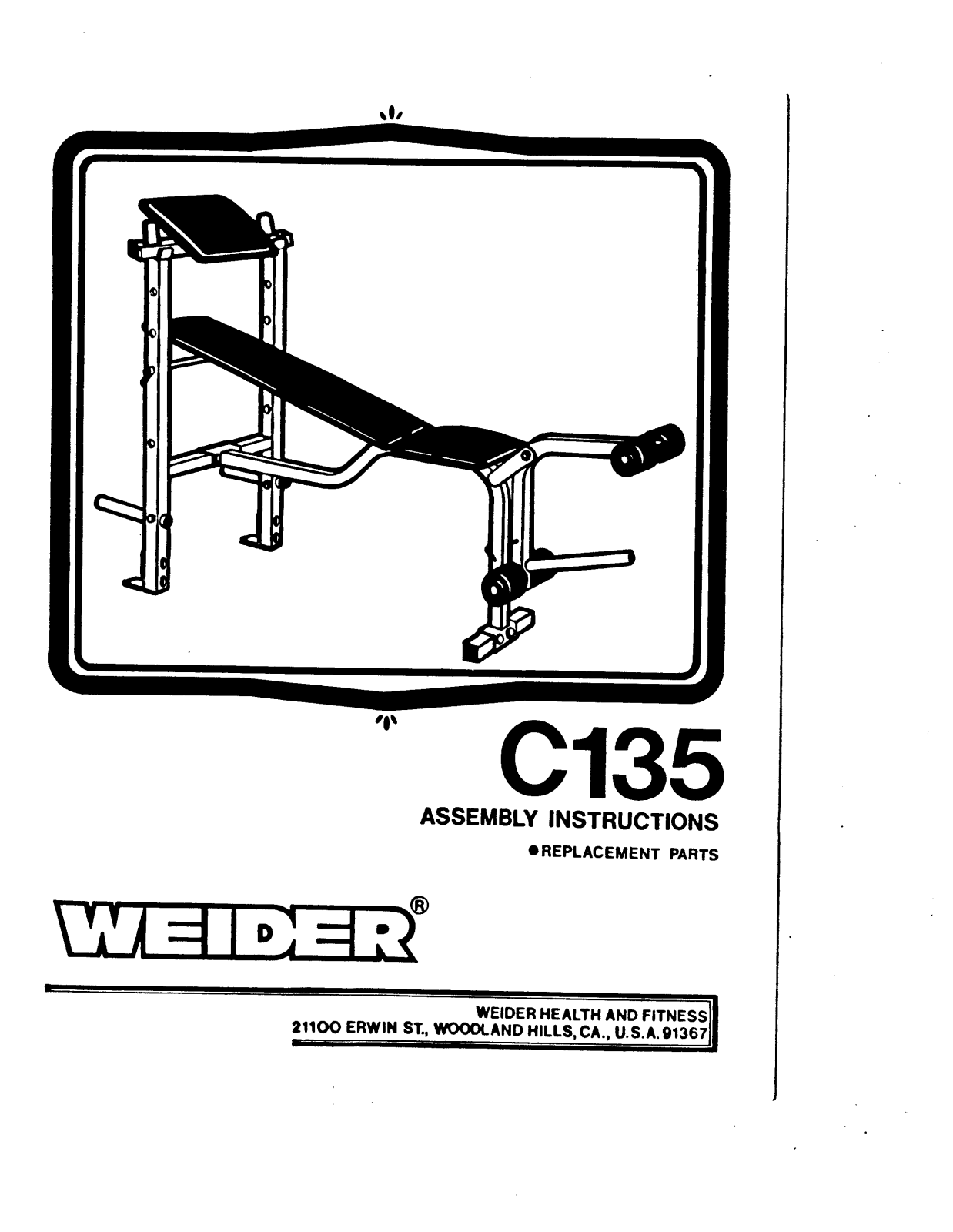 Weider C135 Owner's Manual