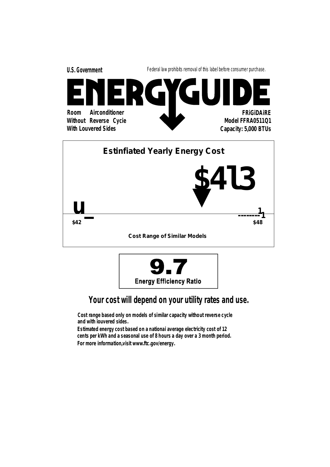 FRIGIDAIRE FFRA0511Q1 User Manual