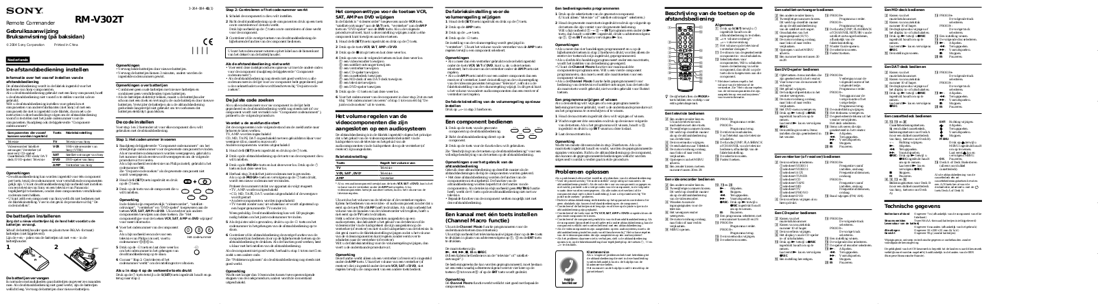 Sony RM-V302T User Manual