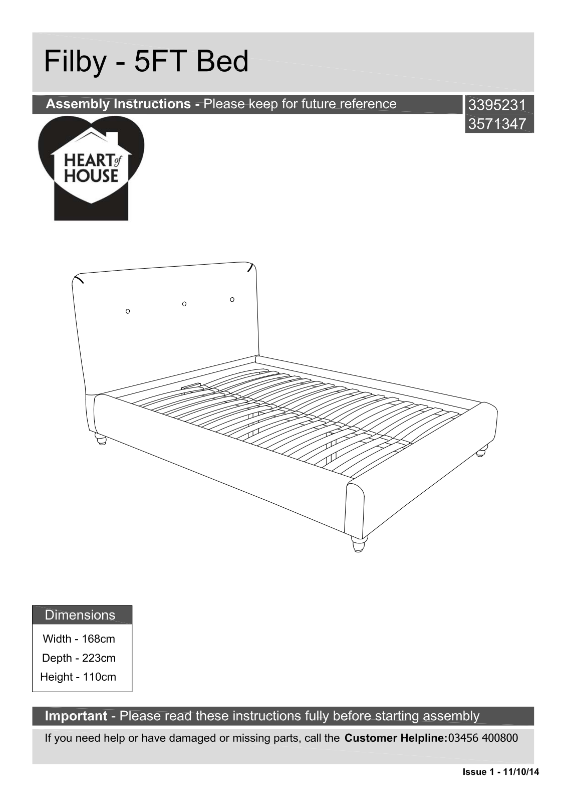 Argos Filby 5ft bed ASSEMBLY INSTRUCTIONS