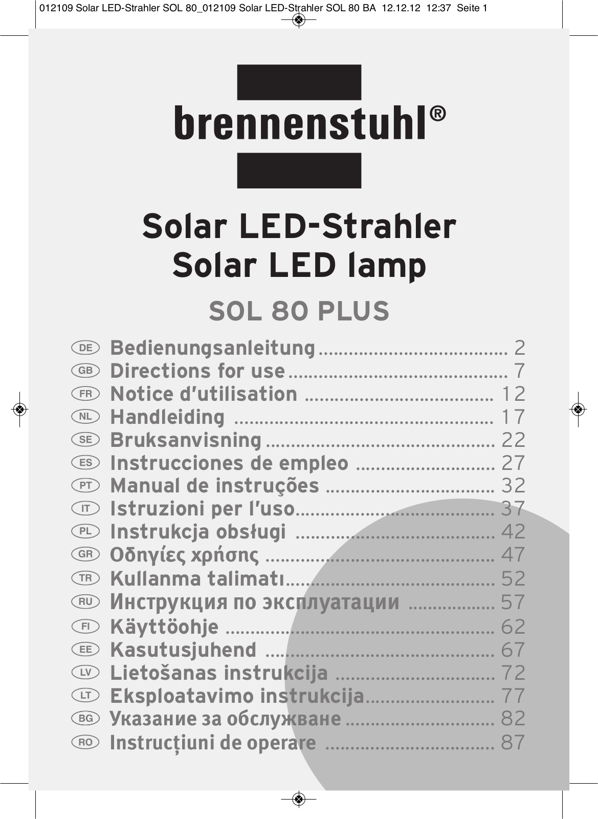 Brennenstuhl SOL 80 plus User Manual