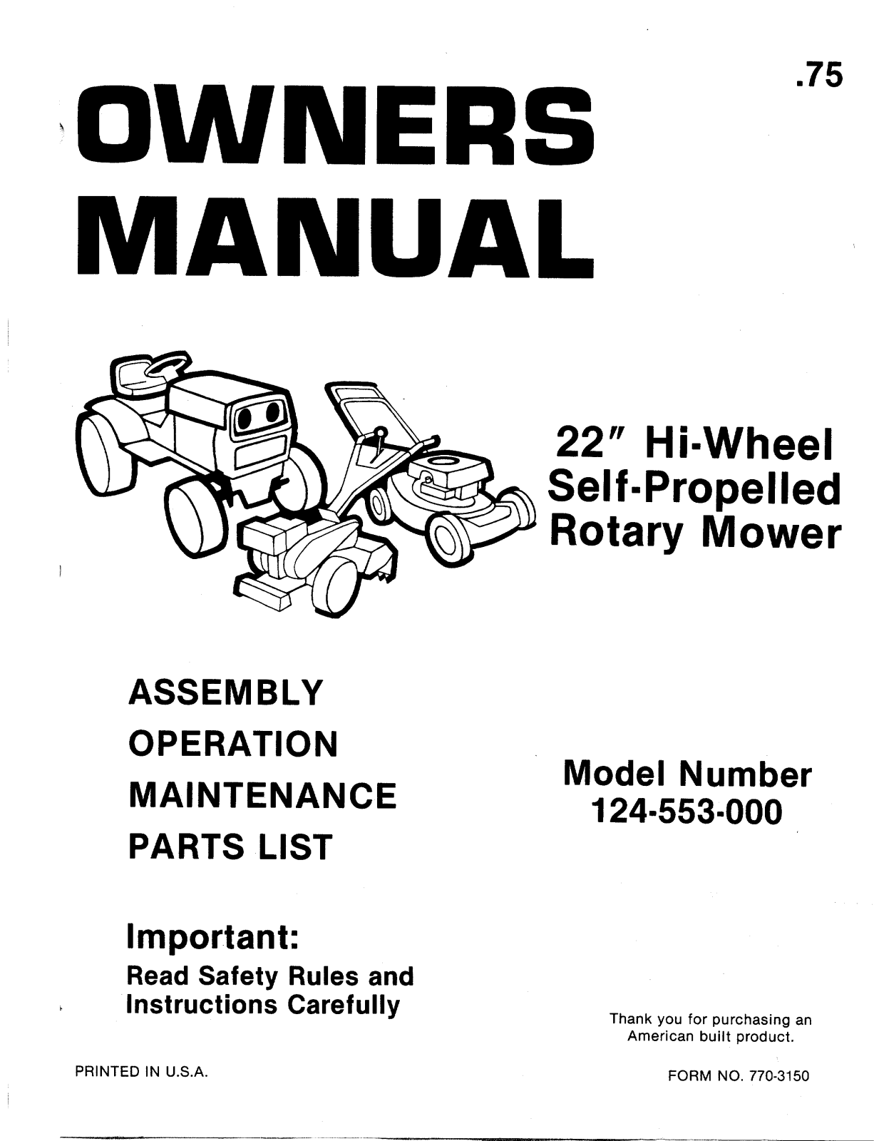 Bolens 124-553-000 User Manual