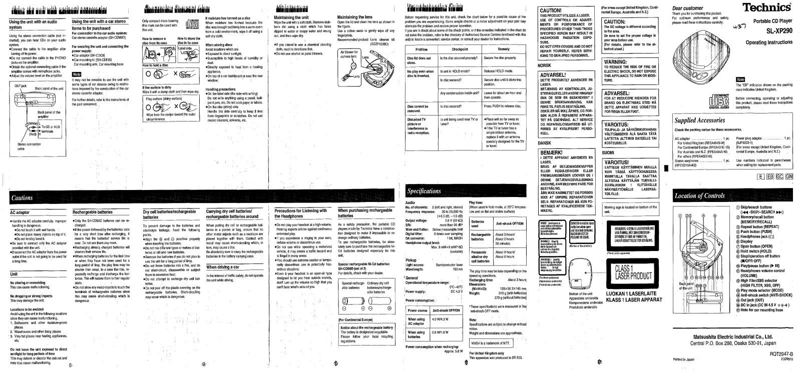 Panasonic SL-XP290 User Manual