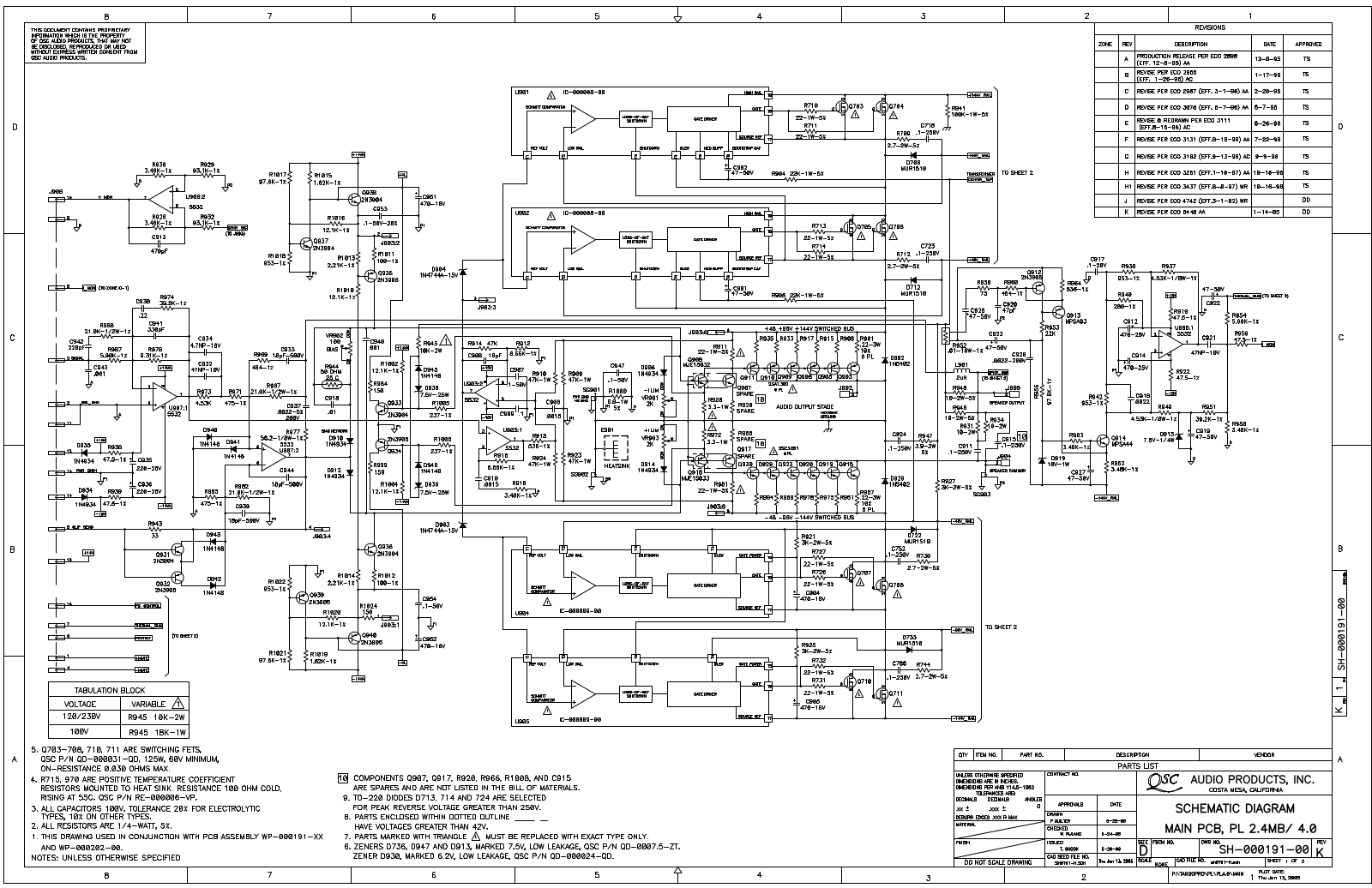 QSC PL-38 Schematic