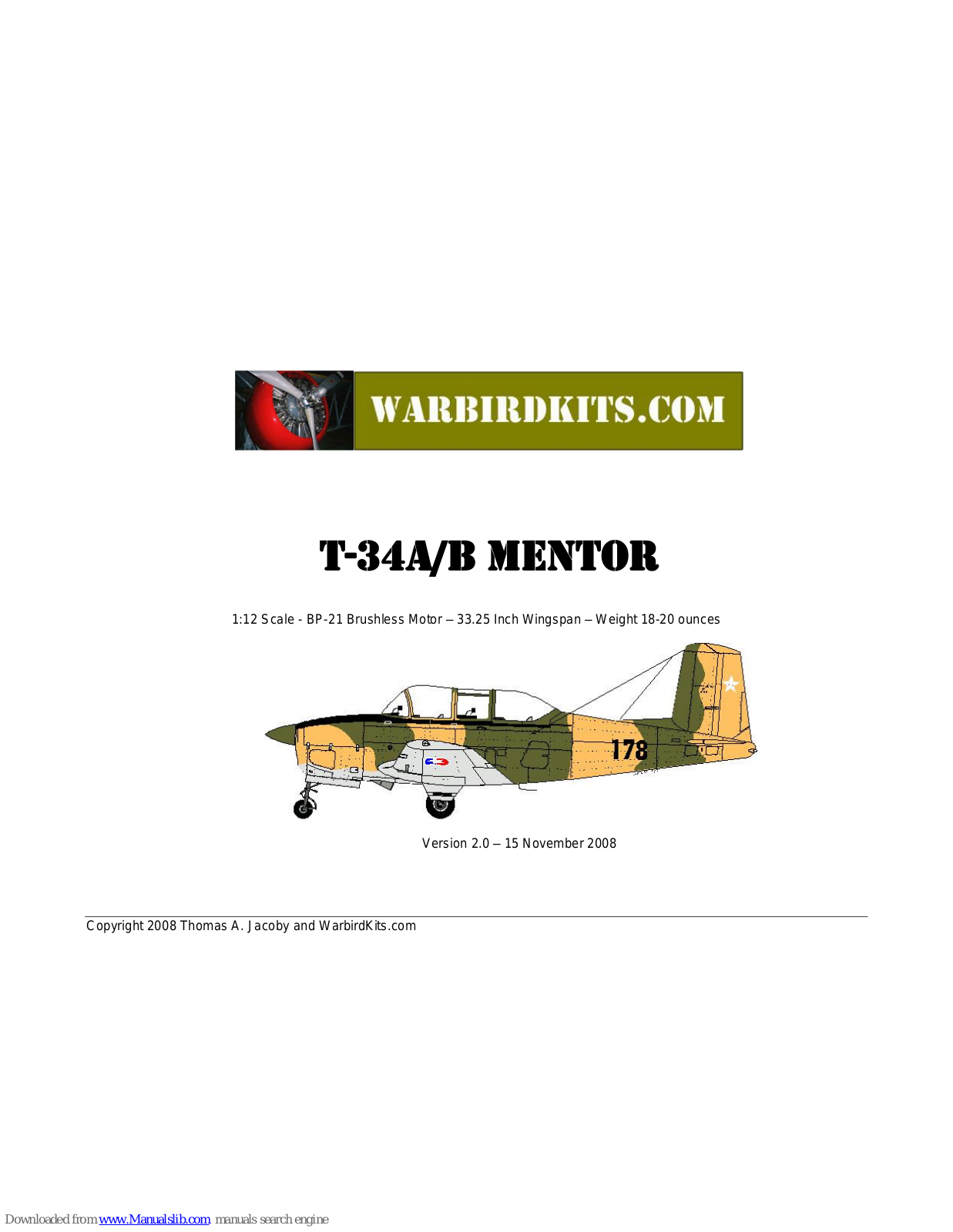 WarbirdKits T-34A Mentor, T-34B Mentor Assembly Manual