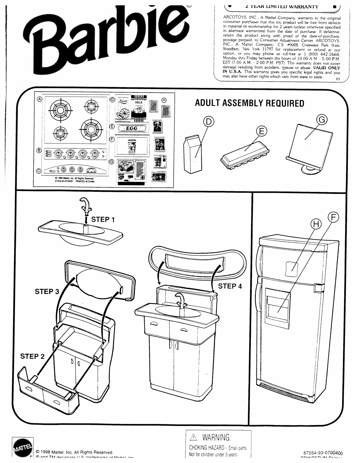 Fisher-Price 67554 Instruction Sheet