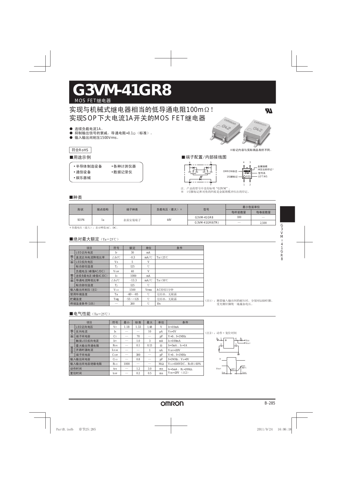 OMRON G3VM-41GR8 User Manual