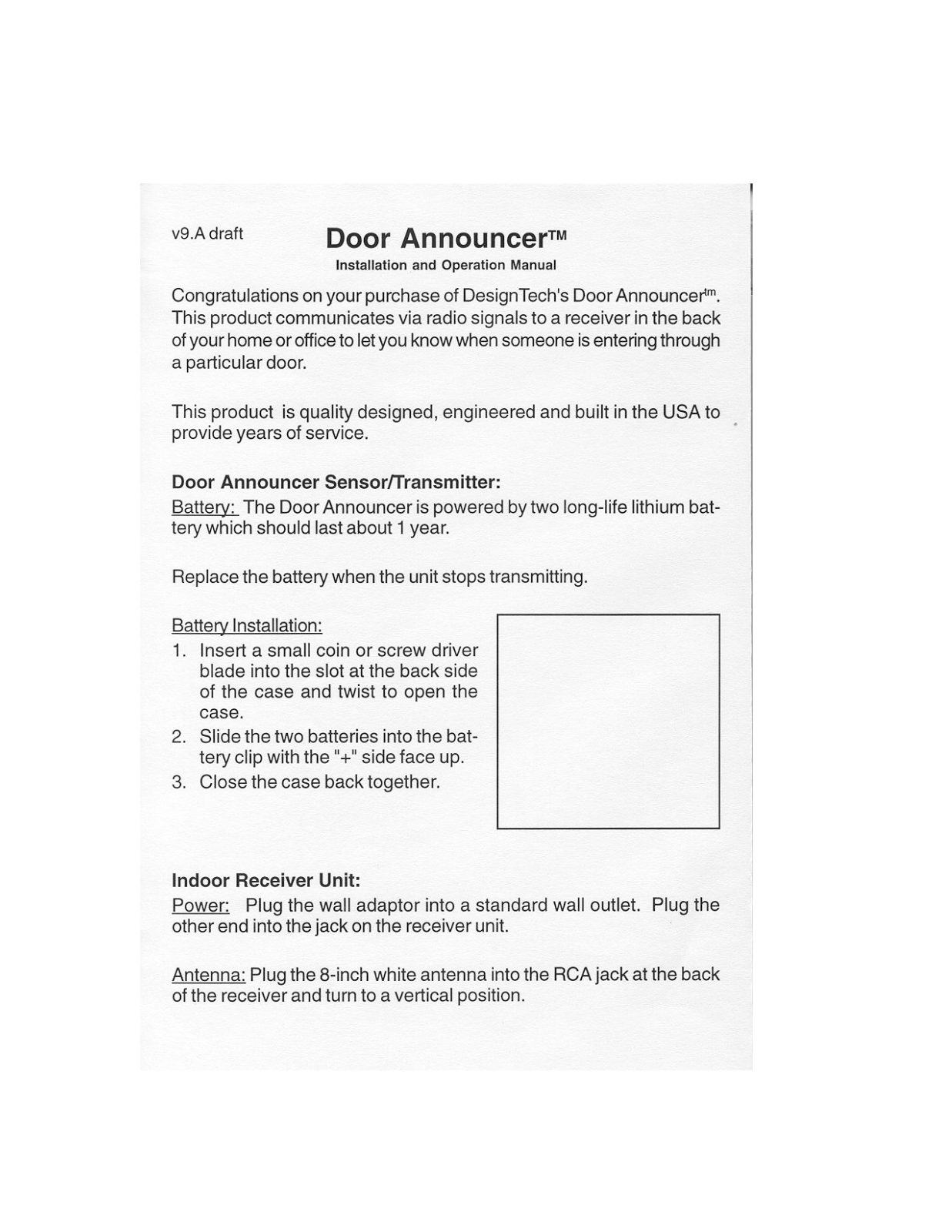 DesignTech DOOR User Instructions