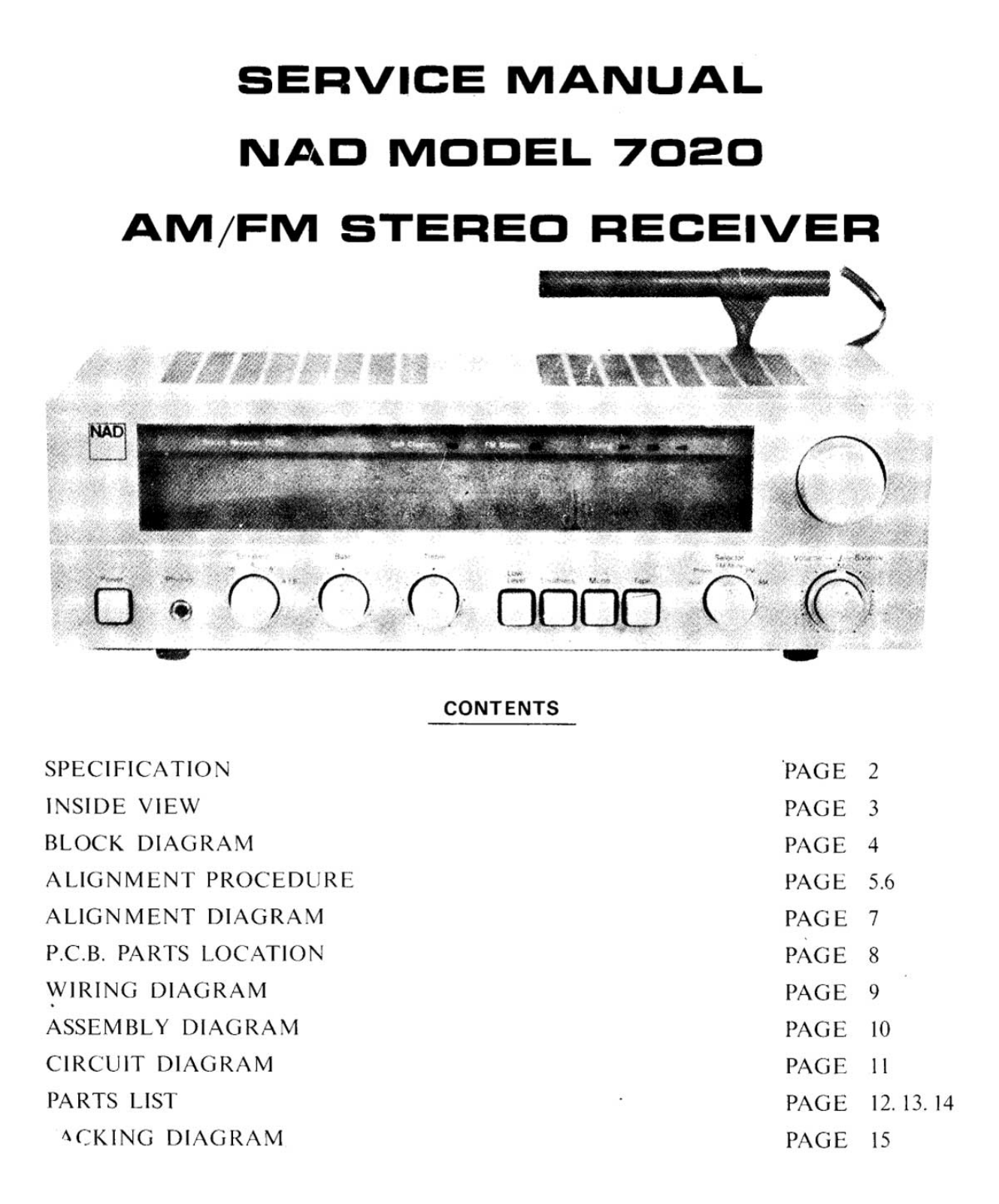 NAD 7020 Service manual