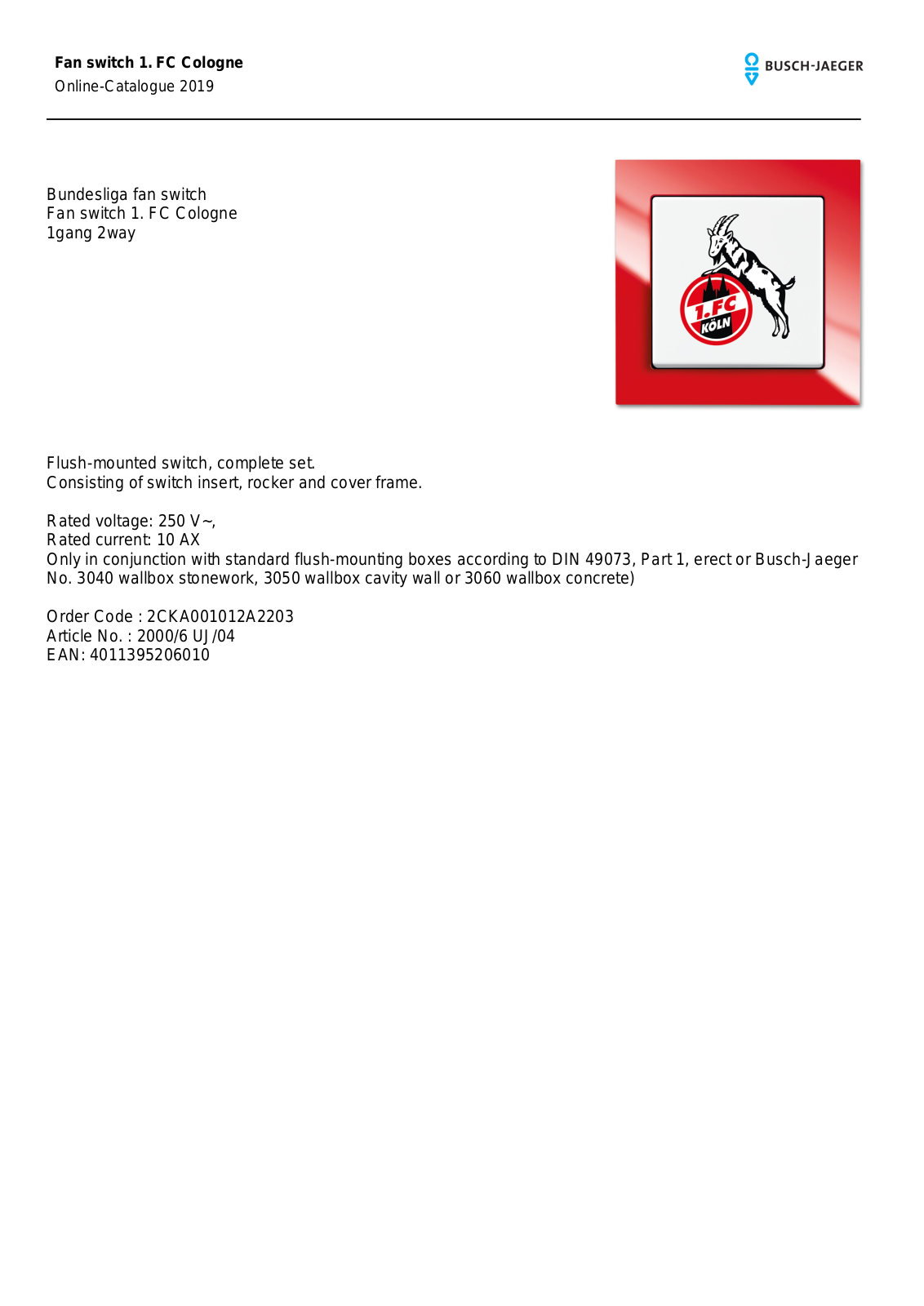 Busch-Jaeger 2000-6 UJ-04 User Manual