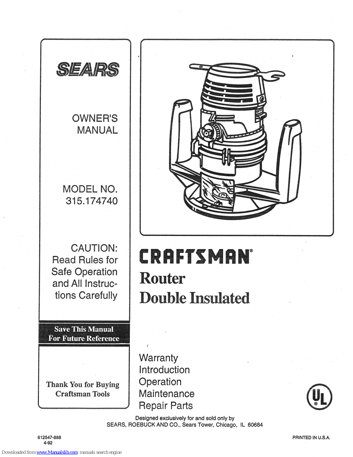 Craftsman 315.174740 User Manual