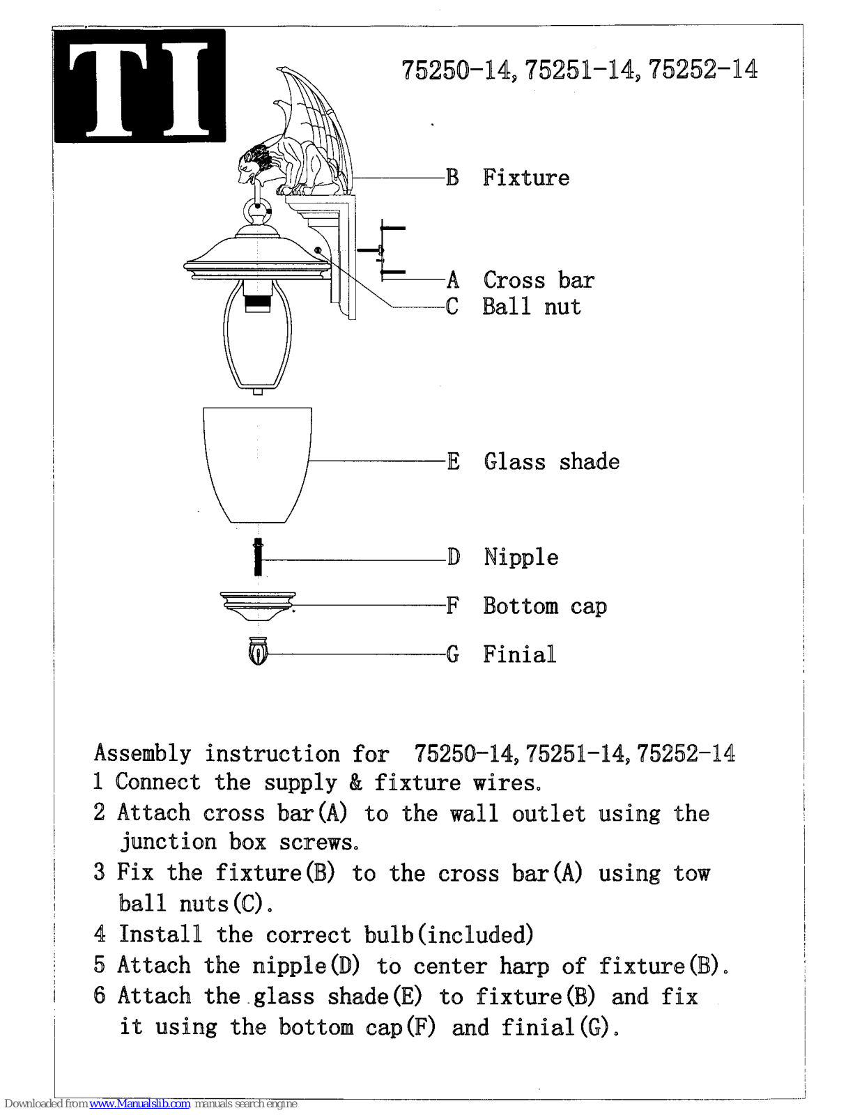 Triarch 75250/14, 75251-14, 75252-14 Assembly Instructions Manual