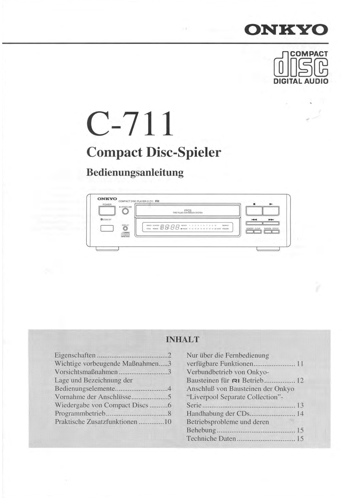 Onkyo C-711 Owners Manual