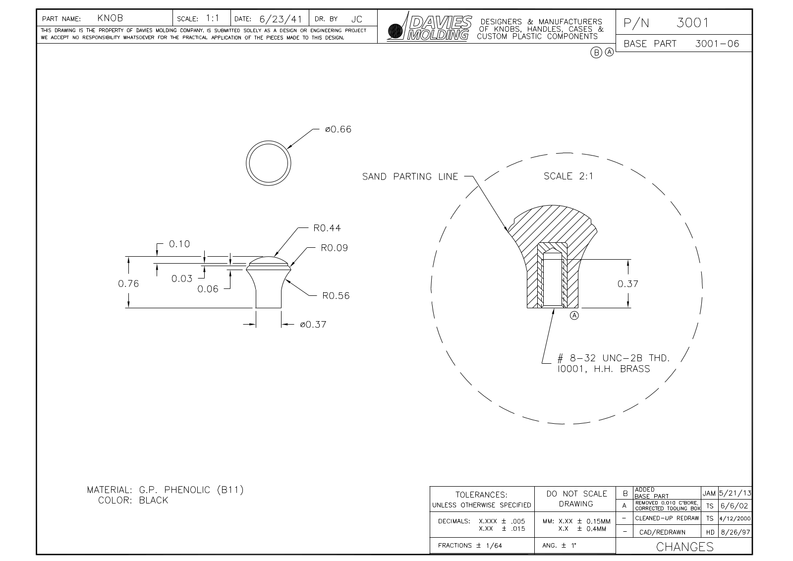 Davies Molding 3001 Reference Drawing