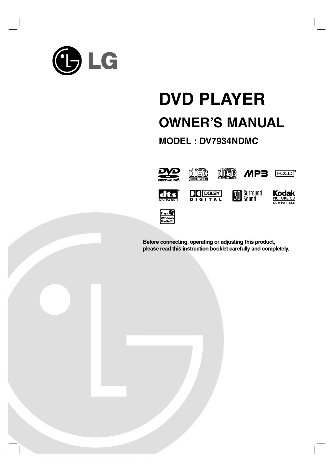 LG DV7934NDMC User Manual